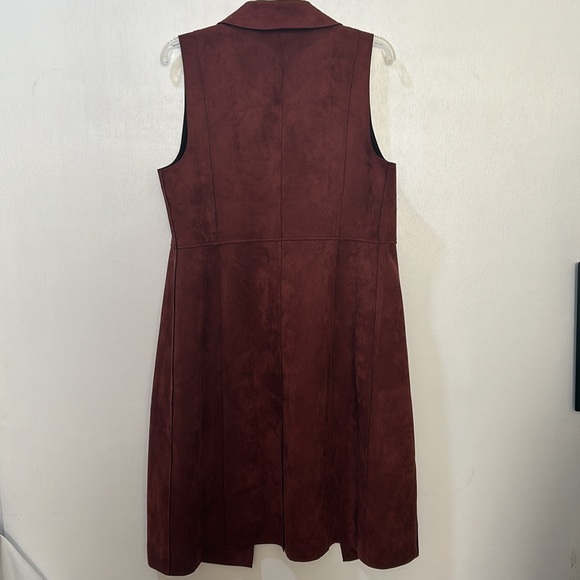 CHICO ELONGATED VEST WOMEN SIZE 8/10 BROWN FAUX SUEDE - Picture 3 of 14